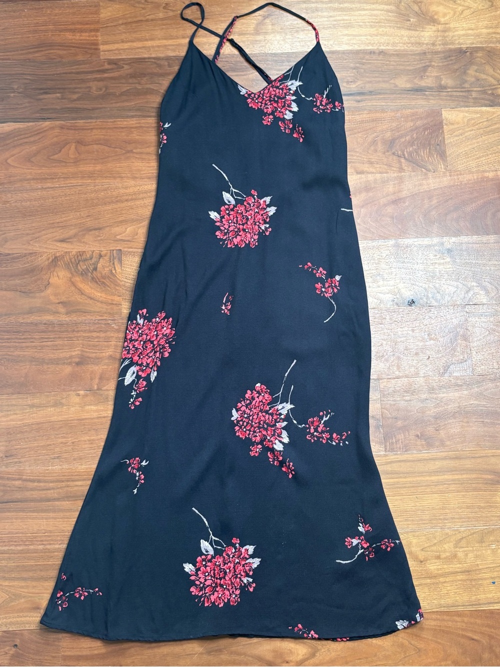 Reformation Slip Midi Dress Black Floral